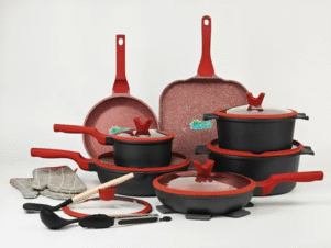 Set ecologico da 21 pezzi di qualità Chef: resistente e atossico, colore nero