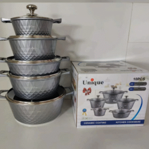 set di pentole antiaderenti in alluminio da 15 pezzi con coperchio in vetro, struttura in metallo pressofuso copy