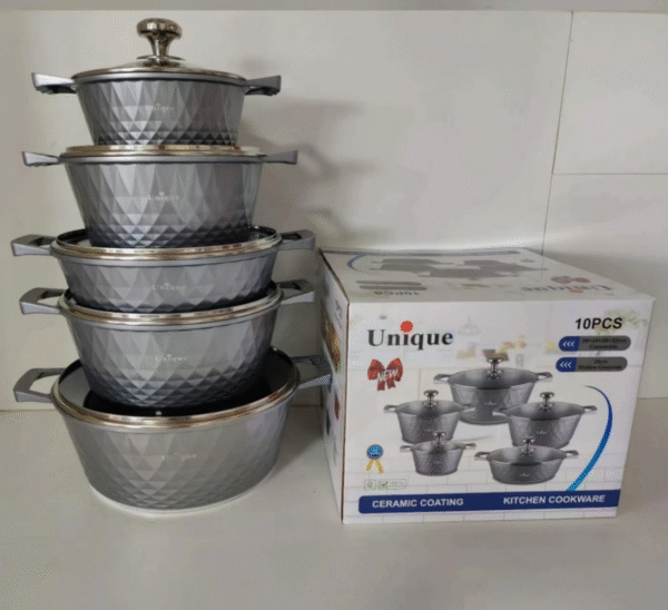 set di pentole antiaderenti in alluminio da 15 pezzi con coperchio in vetro, struttura in metallo pressofuso copy