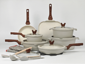 set ecologico da 21 pezzi di qualità chef: resistente e atossico, colore bianco