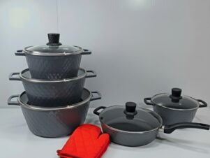 set pentole 12 pezzi antiaderente eco premium grigio