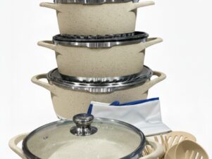 set di pentole quadrate antiaderenti 21 pezzi | eccellenza in cucina colore oro