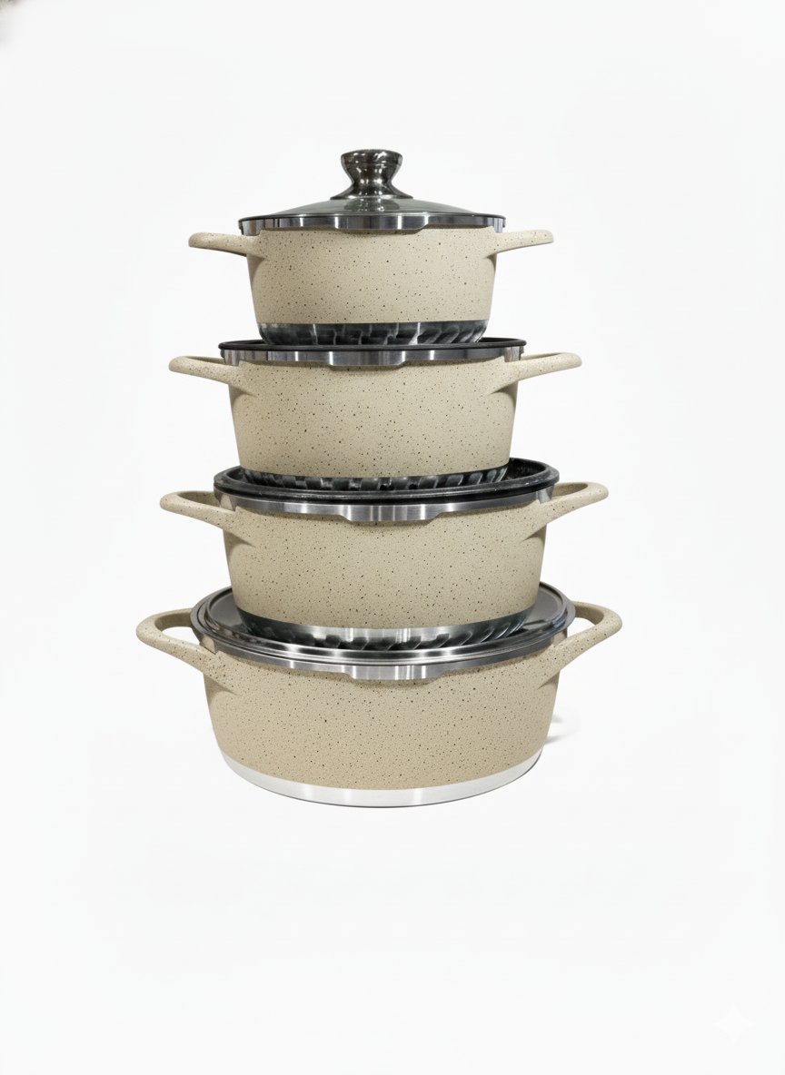 2025/10/1000056677.jpg 17 pezzi set di pentole antiaderente, adatte al forno e prive di tossine colore bianco