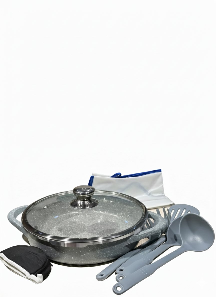 2025/10/1000056678.jpg 17 pezzi set di pentole antiaderente, adatte al forno e prive di tossine colore grigio