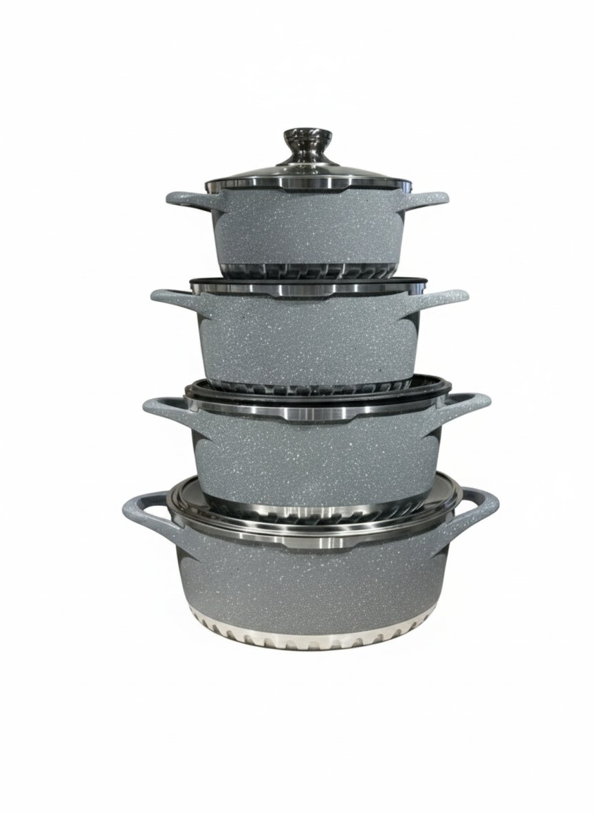 2025/10/1000056679.jpg 17 pezzi set di pentole antiaderente, adatte al forno e prive di tossine colore grigio