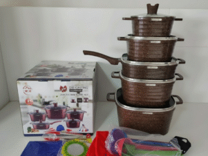 set di pentole quadrate antiaderenti 21 pezzi | eccellenza in cucina colore oro