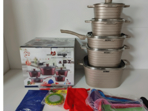 set di pentole quadrate antiaderenti 21 pezzi | eccellenza in cucina colore oro