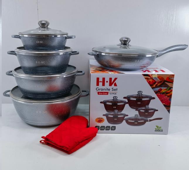 Emirad Morgan HKPOT SET 12pcs/set 20-24-28-32cm Casserole with glass lid 28cm deep fry - Image 2