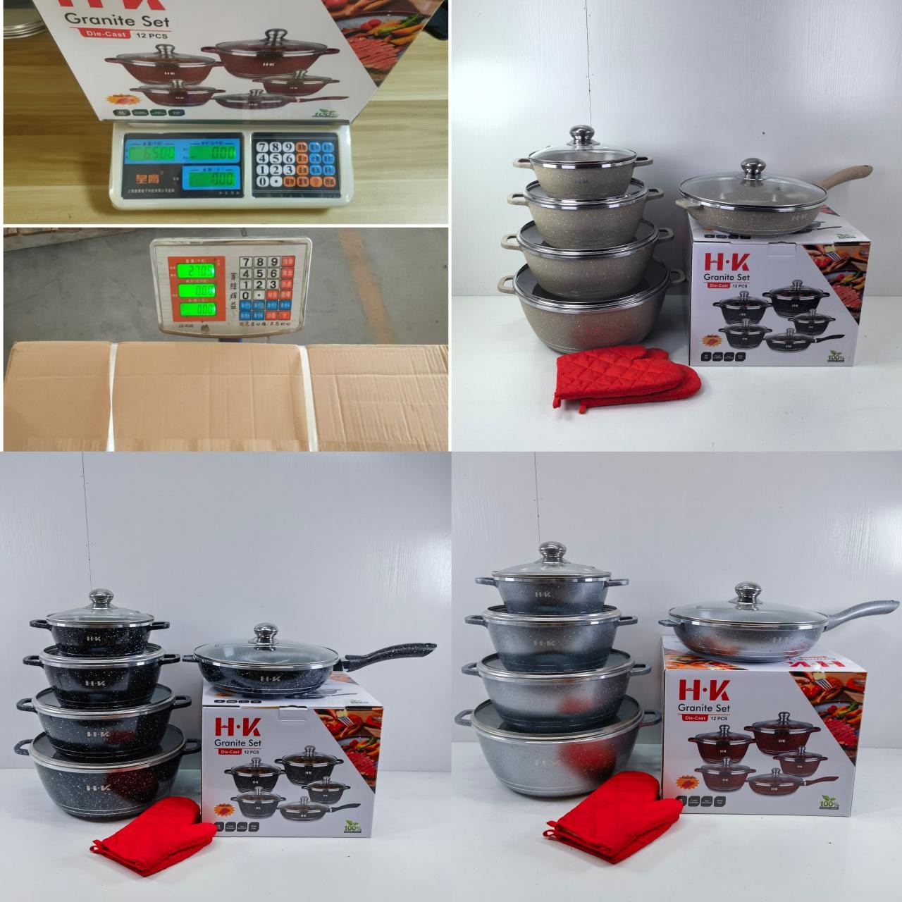Emirad Morgan HKPOT SET 12pcs/set 20-24-28-32cm Casserole with glass lid 28cm deep fry - Image 3