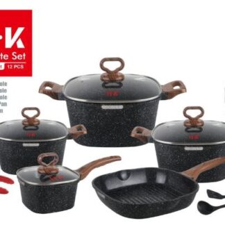 Emirad Morgan HK 12pcs pot set 20-24-28 casserole/16 milk pan/28cm grill fry pan