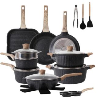 Emirad Morgan 23 Piece Cookware Set Marble 18/20cm milk pan 24/28cm Casserole 28cm deep