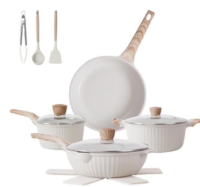Emirad Morgan 13 Piece Cookware Set Marble 18cm milk pan 24cm Casserole 28cm deep frying